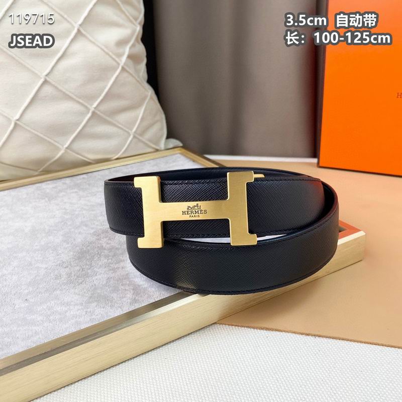 Automatic Buckle Leather Belt with Textured Metal Buckle
