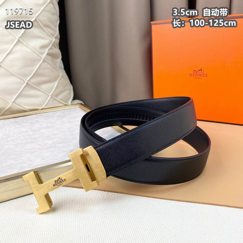Automatic Buckle Leather Belt with Textured Metal Buckle