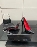 Black Patent Leather Dagger-Heel Pumps