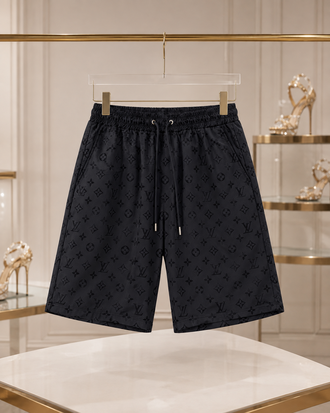 Black Monogram Shorts