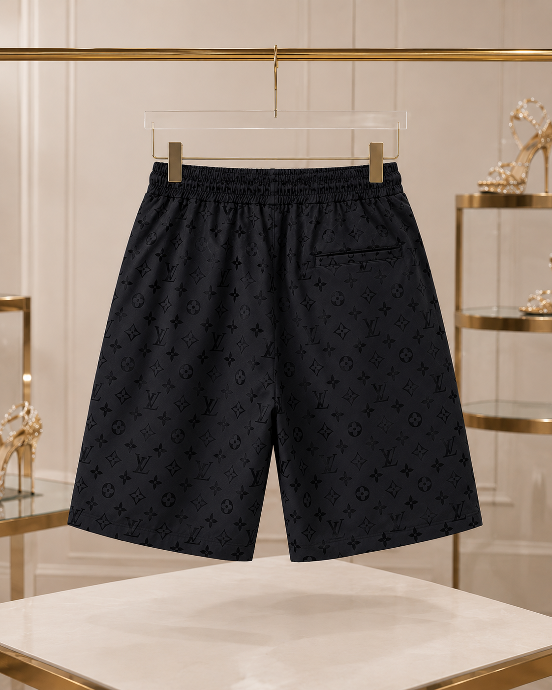 Black Monogram Shorts